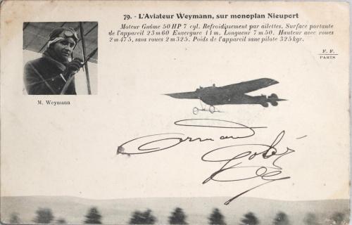 CPA photo pionnier de l'aviation Charles Weymann dans monoplane Nieuport 1911 -  Chadbourne Antiques & Collectibles